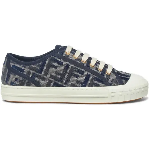 Denim Sneakers FF Jacquard , female, Sizes: 7 UK - Fendi - Modalova