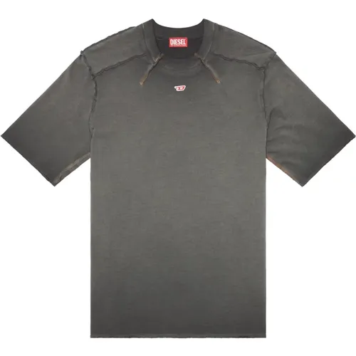 T-Shirt mit Schultern mit Mikro-Waffel-Muster , Herren, Größe: 2XS - Diesel - Modalova