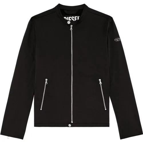 Biker jacket in cotton-touch nylon , male, Sizes: M - Diesel - Modalova