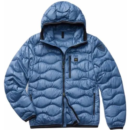 Gesteppte Wellen Puffer Jacke - Blauer - Modalova