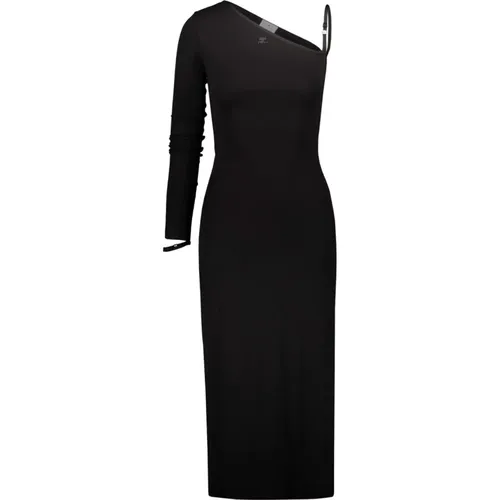 Crepe Jersey One Sleeve Long Dress , female, Sizes: M - Courrèges - Modalova