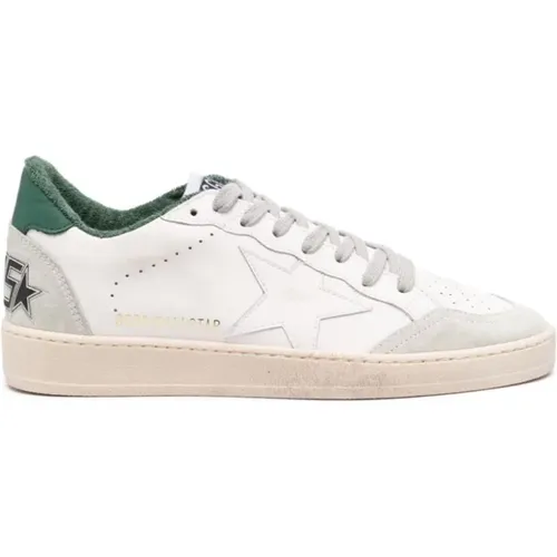 White Ball Star Sneakers with Green Heel , male, Sizes: 10 UK, 12 UK, 11 UK, 6 UK, 7 UK - Golden Goose - Modalova