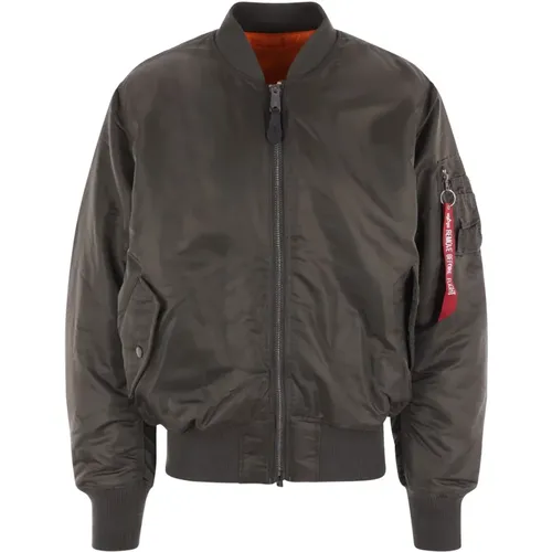 Reversible Grey and Orange Bomber Jacket , male, Sizes: M - alpha industries - Modalova