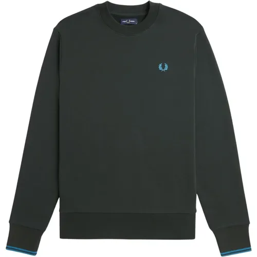 Baumwoll-Rundhalsausschnitt-Sweatshirt mit lockigem Rücken , Herren, Größe: 2XL - Fred Perry - Modalova