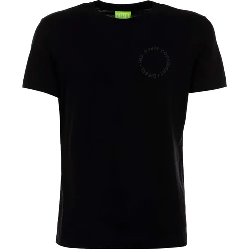 Herren Schwarzes Baumwoll-T-Shirt , Herren, Größe: XS - Diesel - Modalova