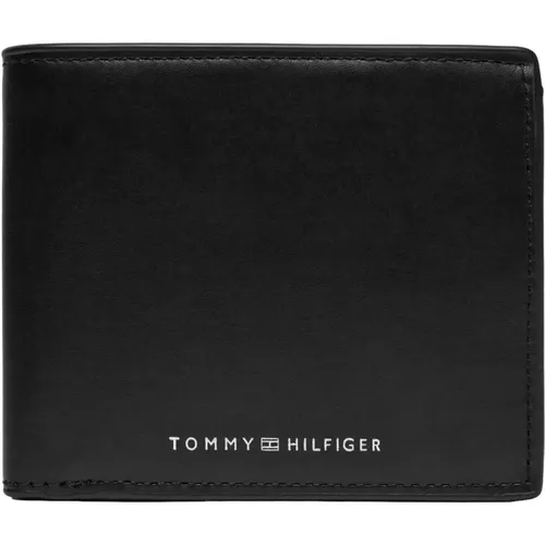 Schwarze Leder Geldbörse Männer Einfacher Stil - Tommy Hilfiger - Modalova