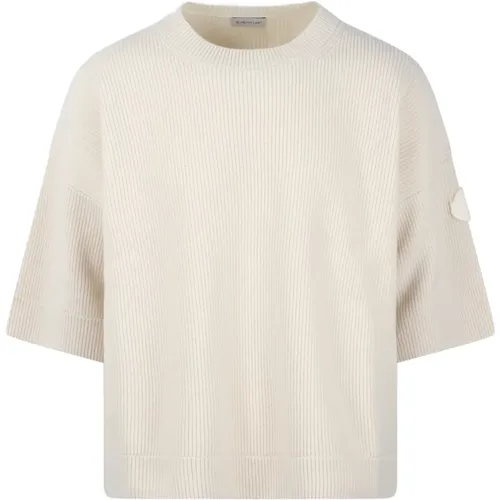 Ribbed Wool Sweater with Logo Patch , male, Sizes: S, M, L - Moncler - Modalova