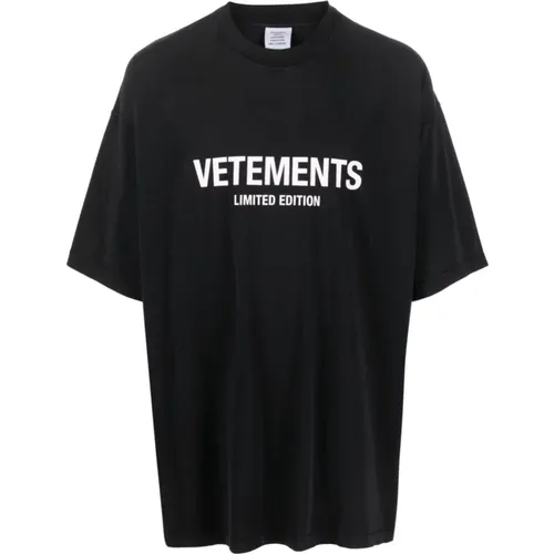 Logo Print Cotton T-shirt , male, Sizes: M - Vetements - Modalova