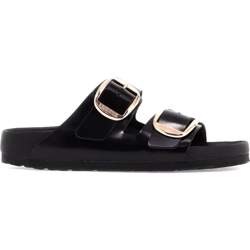 Rose Gold Big Buckle Leather Slides , male, Sizes: 7 UK, 2 UK - Birkenstock - Modalova