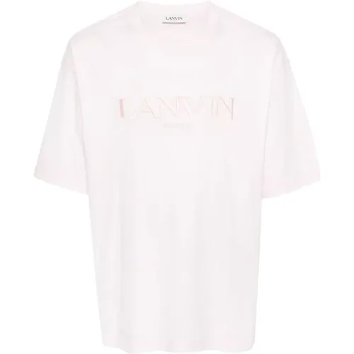 Rosa T-Shirt mit Besticktem Logo - Lanvin - Modalova