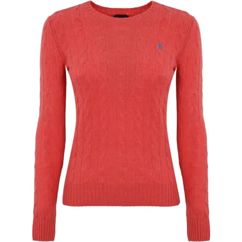 Roter Geflochtener Pullover Langarm , Damen, Größe: S - Ralph Lauren - Modalova