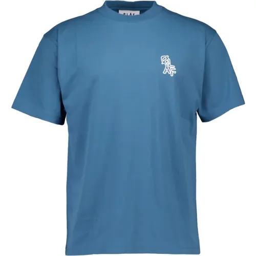 Layered Logo Tee Blaues Shirt , Herren, Größe: XL - Olaf Hussein - Modalova