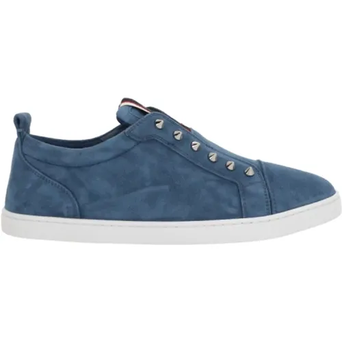 Denim Calfskin Sneakers Made in Italy , male, Sizes: 7 1/2 UK - Christian Louboutin - Modalova