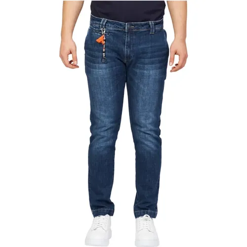 Slim-Fit Chino-Style Jeans mit Stilvoller Applikation , Herren, Größe: W29 - YES ZEE - Modalova