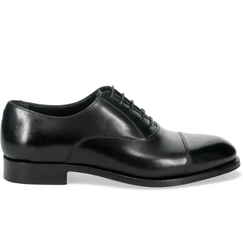 Elegante Schwarze Leder Oxfords Schuhe , Herren, Größe: 42 1/2 EU - Sangiorgio - Modalova