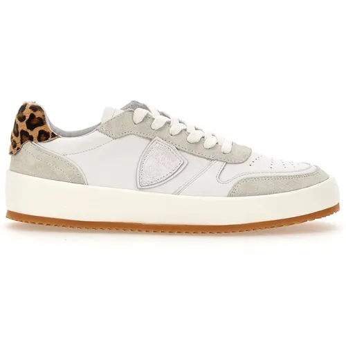 Weiße Sneakers Paris Stil , Damen, Größe: 36 EU - Philippe Model - Modalova