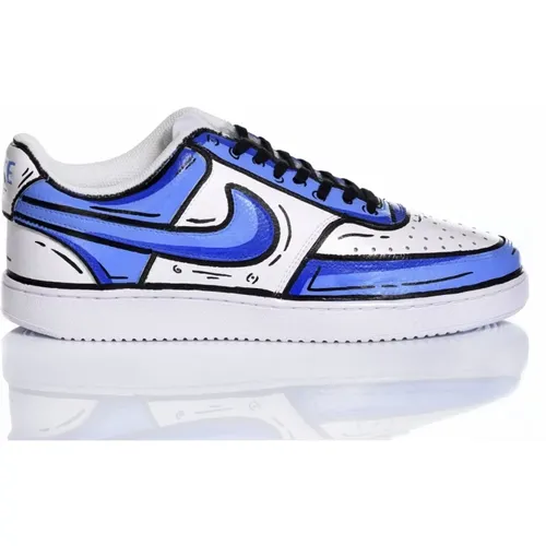 Handgefertigte Hellblaue Sneakers , Herren, Größe: 44 1/2 EU - Nike - Modalova