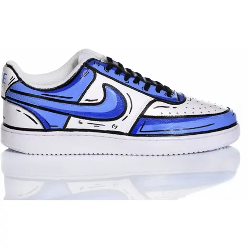 Handgefertigte Hellblaue Sneakers , Herren, Größe: 44 EU - Nike - Modalova