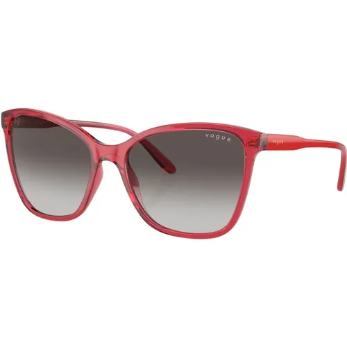Rote Oversized Sonnenbrille mit Verlaufsgläsern , Damen, Größe: 56 MM - Vogue - Modalova