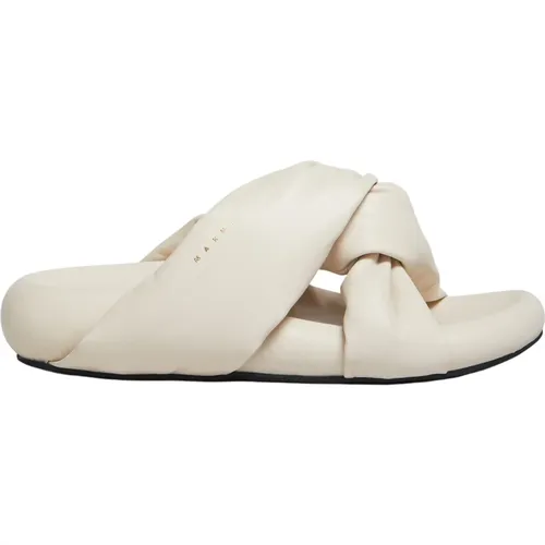 Ivory twisted leather bubble sandal , female, Sizes: 6 UK, 5 UK, 7 UK, 3 UK - Marni - Modalova