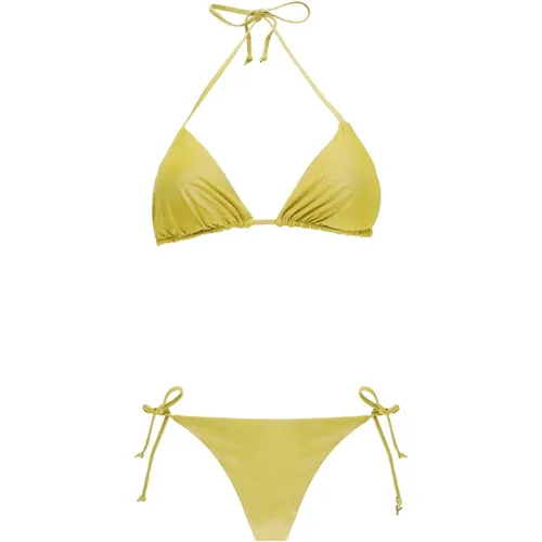 Gelber Sea Lurex Bikini Dreieck Top , Damen, Größe: XS - Fisico - Modalova