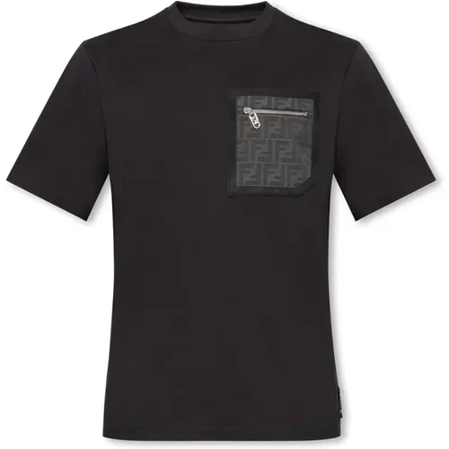 T-shirt with pocket , male, Sizes: L, XL, M - Fendi - Modalova