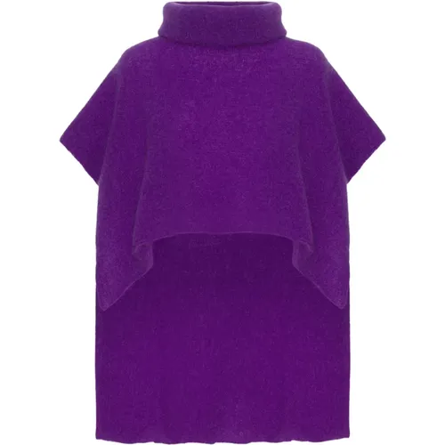 Eleganter ärmelloser Poncho Tiefes Lila - American Dreams - Modalova