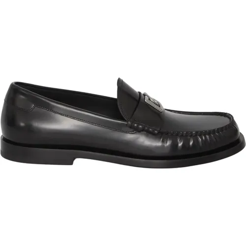 Loafer Shoes with Silver DG Logo , male, Sizes: 7 UK, 6 1/2 UK, 6 UK, 7 1/2 UK, 8 UK, 10 UK, 8 1/2 UK, 9 UK - Dolce & Gabbana - Modalova