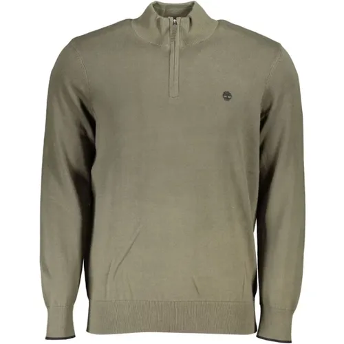 Grüner Halbzip Baumwollpullover , Herren, Größe: S - Timberland - Modalova