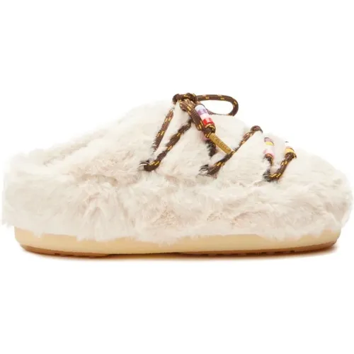 Faux-Fur Beaded Mules , female, Sizes: 2 UK - moon boot - Modalova