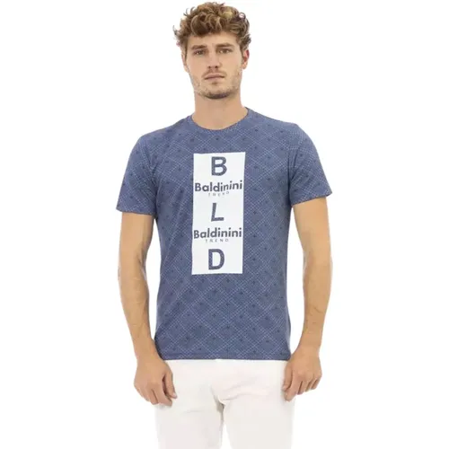 Schickes blaues Baumwoll-T-Shirt , Herren, Größe: 2XL - Baldinini - Modalova