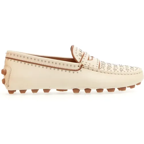 Weiße Loafer Schuhe mit Spiegel-Nieten - TOD'S - Modalova