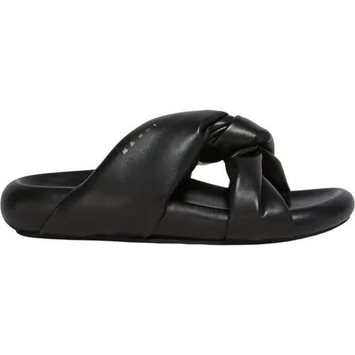 Twisted Leather Bubble Sandals , female, Sizes: 4 UK, 5 UK, 6 UK - Marni - Modalova