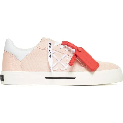 Nude Canvas Sneakers with Arrow Logo , female, Sizes: 4 UK, 5 UK, 3 UK, 7 UK, 8 UK, 6 UK - Off White - Modalova