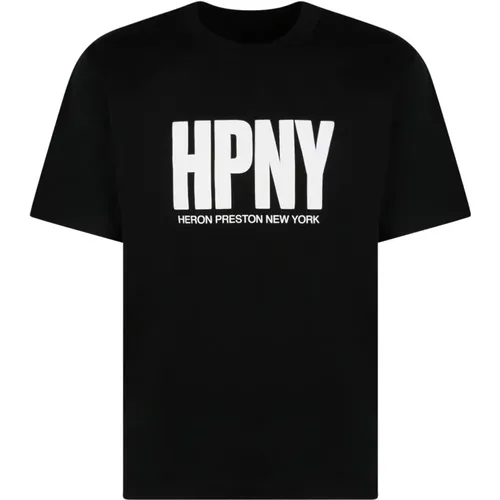 Schwarzes T-Shirt mit Logo-Print,Schwarzes Baumwoll-T-Shirt mit HPNY-Druck - Heron Preston - Modalova