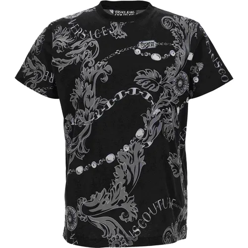 Schwarze T-Shirt und Polo Kollektion , Herren, Größe: M - Versace Jeans Couture - Modalova