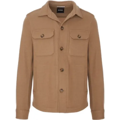 Relaxed-fit Melange Jersey Overshirt Jacket , male, Sizes: XL - Hugo Boss - Modalova