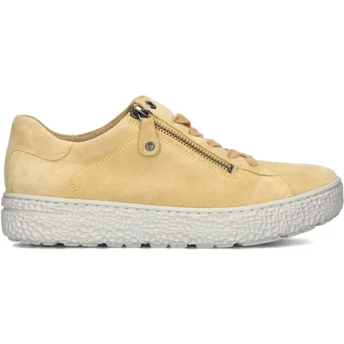 Gelber Wildleder-Sneaker mit Reißverschluss , Damen, Größe: 40 EU - Hartjes - Modalova