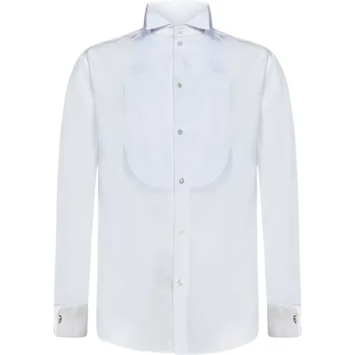 Formal Shirt with Wing Collar and Striped Plastron , male, Sizes: 4XL, 2XL, XL, 3XL - Emporio Armani - Modalova