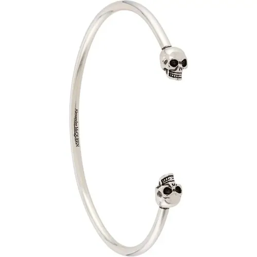 Skull Detail Cuff Bracelet Grey , male, Sizes: ONE SIZE - alexander mcqueen - Modalova