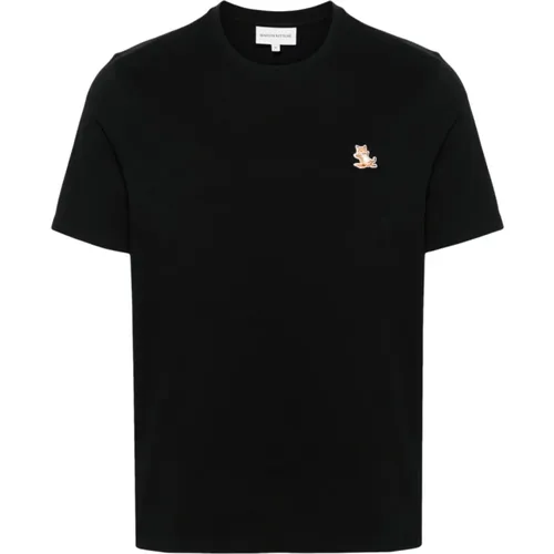 Schwarze T-Shirts und Polos , Herren, Größe: L - Maison Kitsuné - Modalova