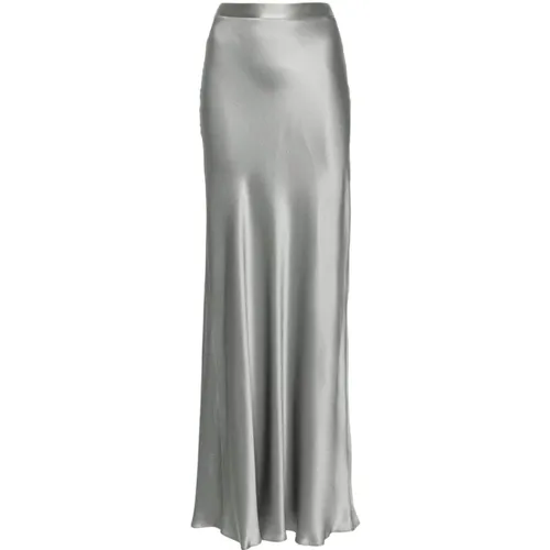 Grey Satin Finish High Waist Skirt , female, Sizes: L - Antonelli Firenze - Modalova