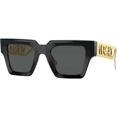 Schwarz Gold/Graue Sonnenbrille , Damen, Größe: 50 MM - Versace - Modalova