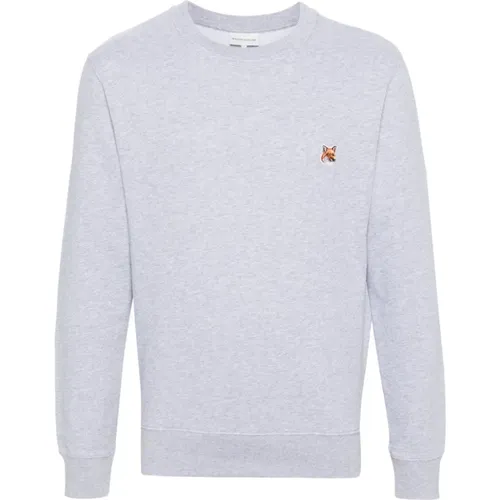 Grey Sweaters for Men , male, Sizes: S, XL, L, M - Maison Kitsuné - Modalova