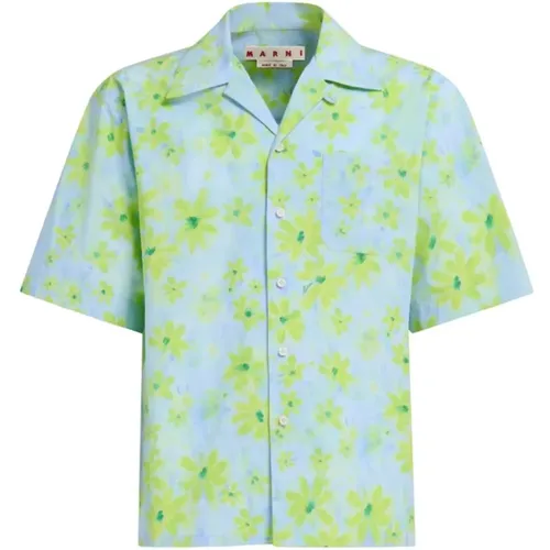 Floral Print Cotton Shirt , male, Sizes: L - Marni - Modalova