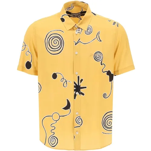 Arty Spiral Print Short-Sleeve Shirt , male, Sizes: S, M - Jacquemus - Modalova