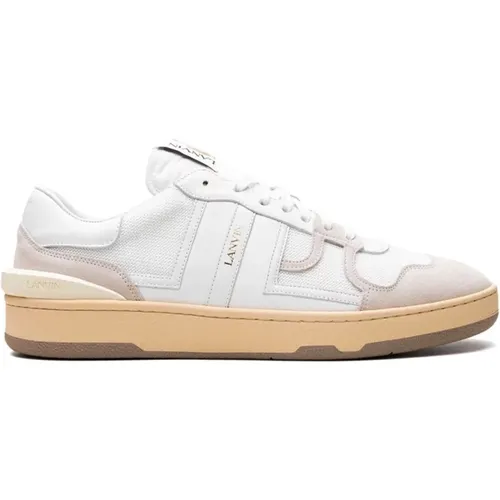 Weiße Clay Low Top Sneakers , Herren, Größe: 43 EU - Lanvin - Modalova