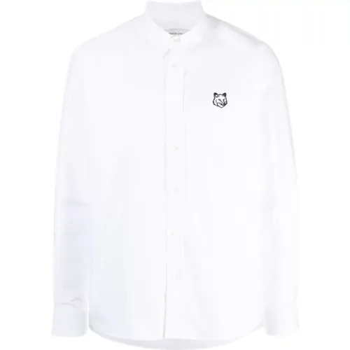 Oxford Cotton Shirt with Fox Logo Embroidery , male, Sizes: S, L, M - Maison Kitsuné - Modalova