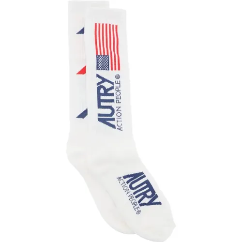 Socken mit kontrastierendem Jacquard-Logo , Damen, Größe: L - Autry - Modalova