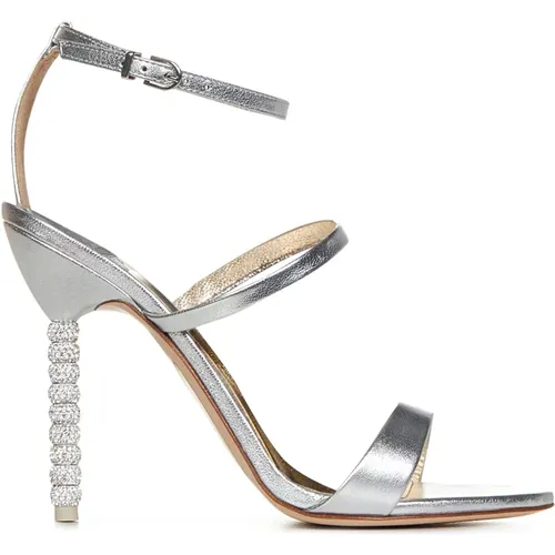 Silver Beaded Heel Sandals , female, Sizes: 4 1/2 UK, 5 1/2 UK, 5 UK - Sophia Webster - Modalova